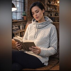 Gap NWOT Fit Quilted Gray Hoodie kangaroo pocket size M.